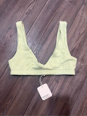 DONNI. Lime Green Plunge V-Neck Bralette Crop Top Size Small NWT